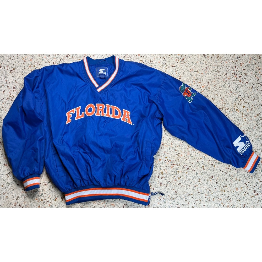 Starter NCAA Vtg Florida Gators V-Neck Lined Pullover Windbreaker Jacket Size XL